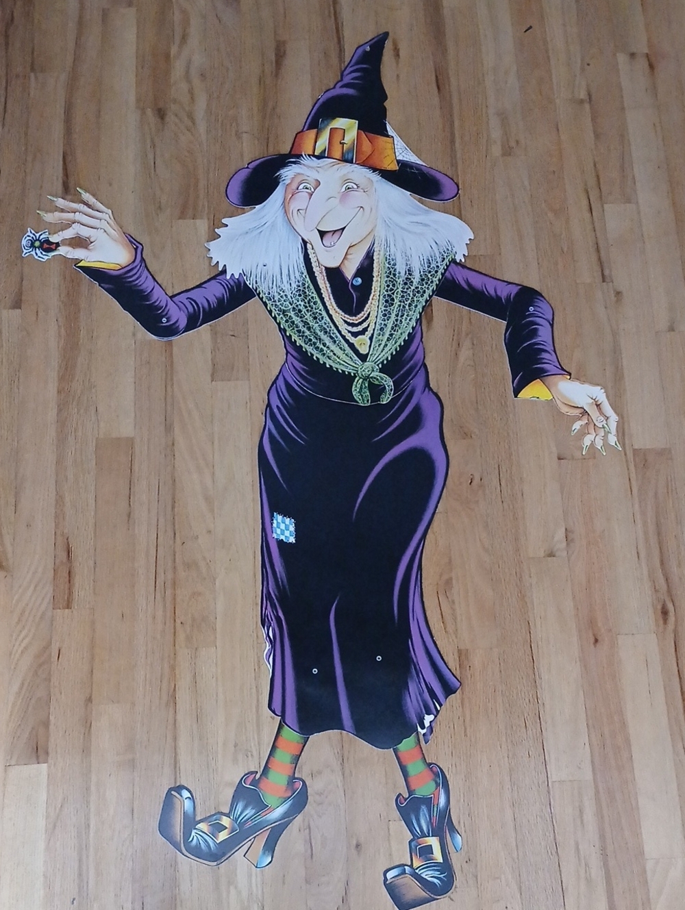 Vintage 1980 Beistle Co. 55" Halloween Witch Jointed Paper Die Cut Poseable USA